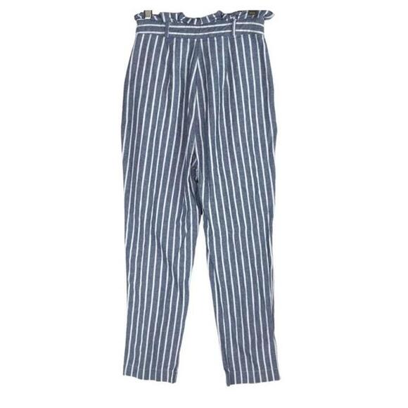 Urban Outfitters Women's Size 4 Blue Striped HighWaisted Paperbag Ankle Trouser - Picture 3 of 5